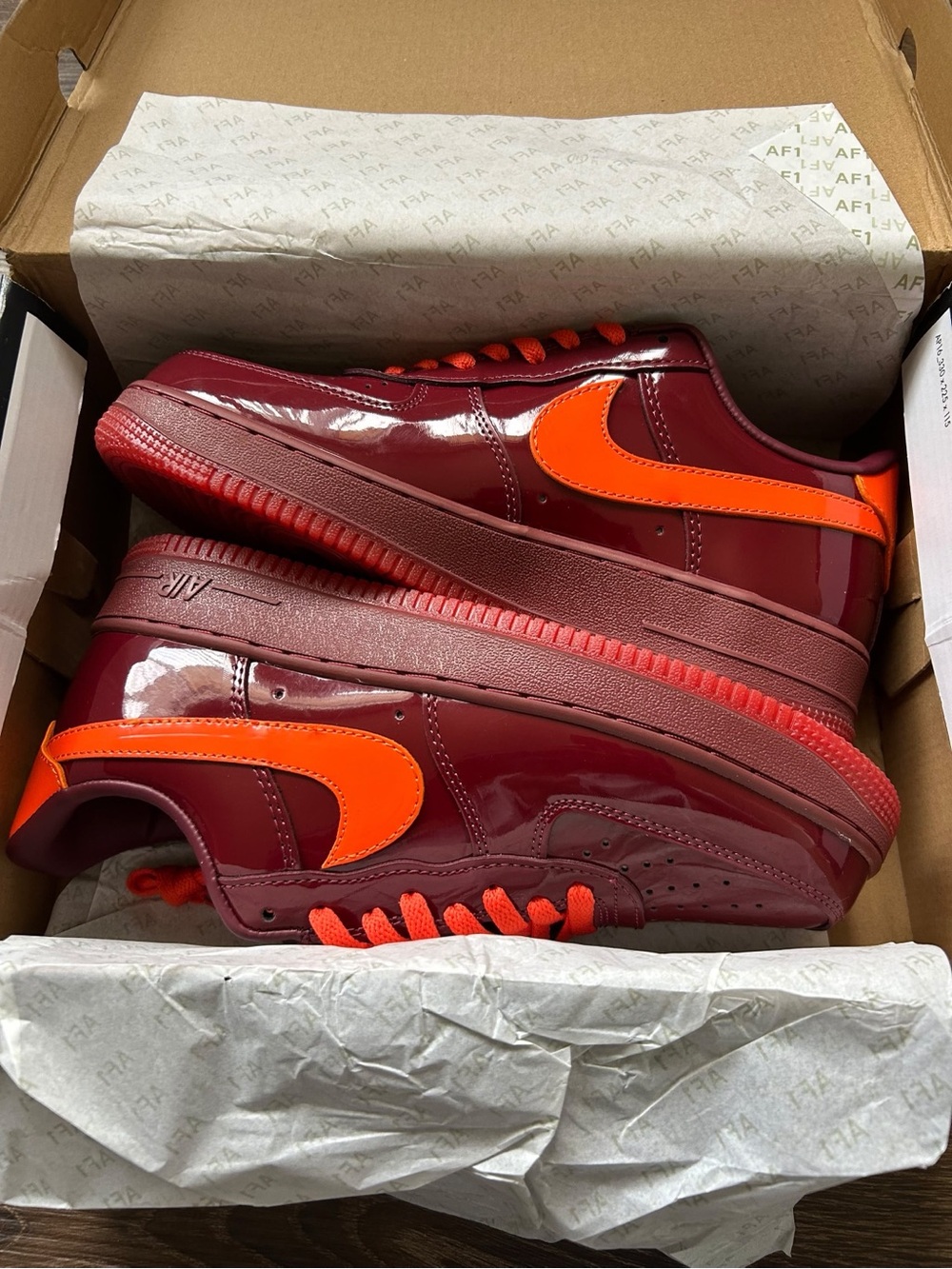 Nike af1 Patent Leather Dark Team Red